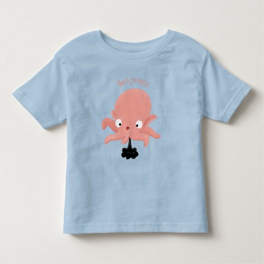 Cute roze baby octopus cartoon humor kinder shirts (Voorkant)
