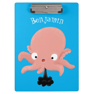 Cute roze baby octopus cartoon humor klembord
