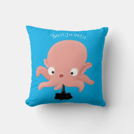 Cute roze baby octopus cartoon humor kussen