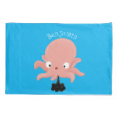 Cute roze baby octopus cartoon humor kussensloop (Achterkant)