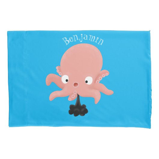 Cute roze baby octopus cartoon humor kussensloop (Voorkant)
