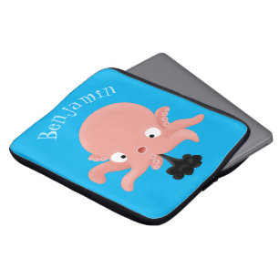 Cute roze baby octopus cartoon humor laptop sleeve