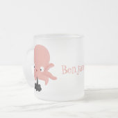 Cute roze baby octopus cartoon humor matglas koffiemok (Voorkant links)
