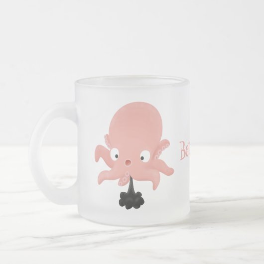 Cute roze baby octopus cartoon humor matglas koffiemok (Links)