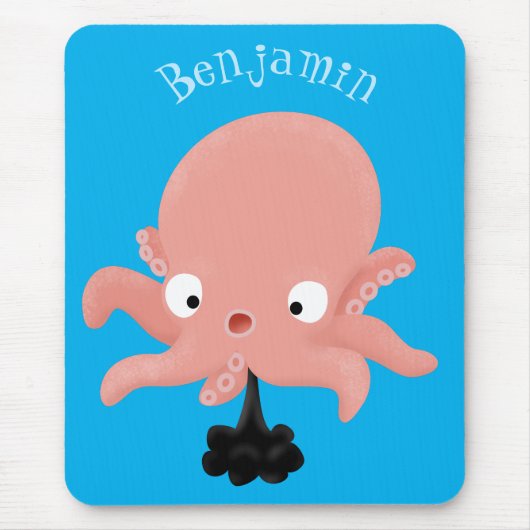 Cute roze baby octopus cartoon humor muismat (Voorkant)