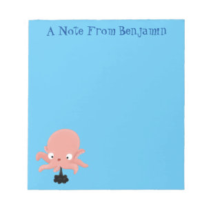 Cute roze baby octopus cartoon humor notitieblok