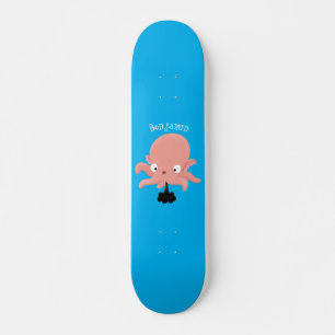 Cute roze baby octopus cartoon humor persoonlijk skateboard