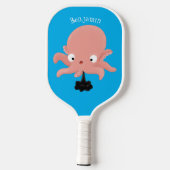 Cute roze baby octopus cartoon humor pickleball paddle (Achterkant)