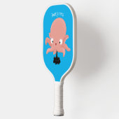 Cute roze baby octopus cartoon humor pickleball paddle (Links)