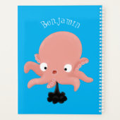 Cute roze baby octopus cartoon humor planner (Achterkant)
