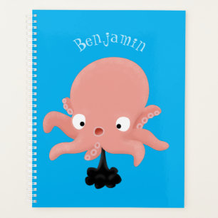 Cute roze baby octopus cartoon humor planner