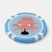 Cute roze baby octopus cartoon humor poker chips (Enkel)