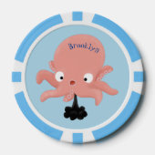 Cute roze baby octopus cartoon humor poker chips (Voorkant)