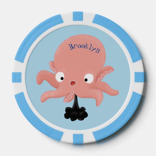 Cute roze baby octopus cartoon humor poker chips (Voorkant)