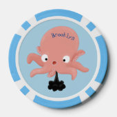 Cute roze baby octopus cartoon humor poker chips (Achterkant)