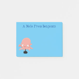 Cute roze baby octopus cartoon humor post-it® notes
