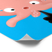 Cute roze baby octopus cartoon humor poster (Hoek)