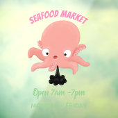 Cute roze baby octopus cartoon humor raamsticker (Vel 3)