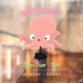 Cute roze baby octopus cartoon humor raamsticker (Vel 2)