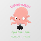 Cute roze baby octopus cartoon humor raamsticker (Vel)