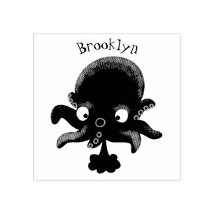 Cute roze baby octopus cartoon humor rubberstempel