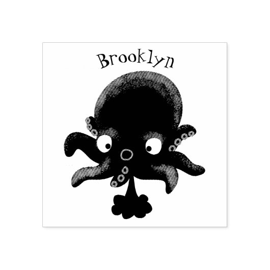 Cute roze baby octopus cartoon humor rubberstempel (Afrduk)