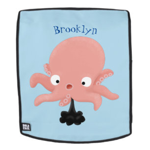 Cute roze baby octopus cartoon humor rugtassen