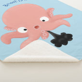Cute roze baby octopus cartoon humor sherpa deken (3/4)