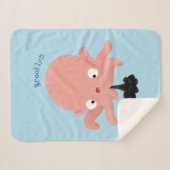 Cute roze baby octopus cartoon humor sherpa deken (Voorkant (horizontaal))