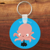Cute roze baby octopus cartoon humor sleutelhanger (Voorkant)