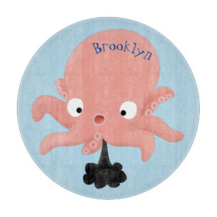 Cute roze baby octopus cartoon humor snijplank