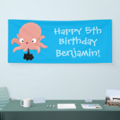 Cute roze baby octopus cartoon humor spandoek (Beurs)