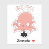 Cute roze baby octopus cartoon humor sticker (Vel)