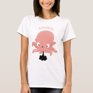 Cute roze baby octopus cartoon humor t-shirt