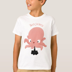 Cute roze baby octopus cartoon humor t-shirt