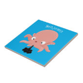 Cute roze baby octopus cartoon humor tegeltje (Zijkant)