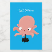 Cute roze baby octopus cartoon humor voedselcontainer etiket (Enkel label)