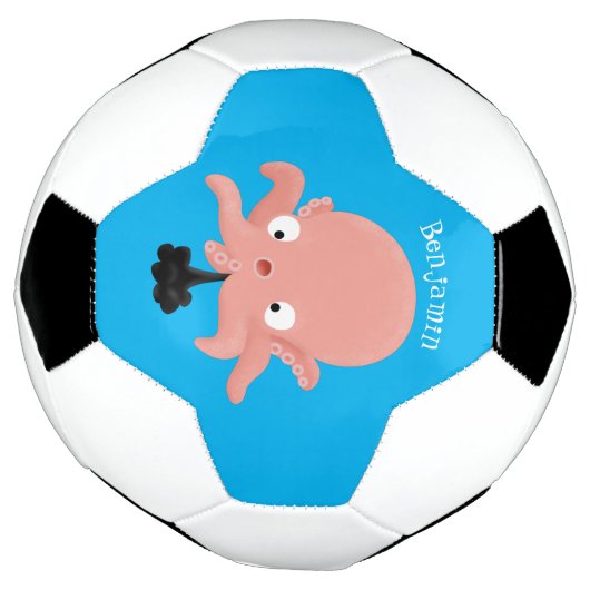 Cute roze baby octopus cartoon humor voetbal (Gedraaid)