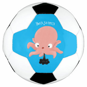 Cute roze baby octopus cartoon humor voetbal