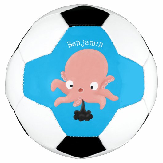 Cute roze baby octopus cartoon humor voetbal (Voorkant)
