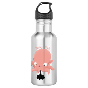 Cute roze baby octopus cartoon humor waterfles