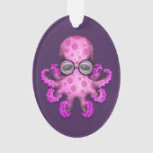 Cute roze Baby Octopus Wearing Glassen op Paars Ornament (voorkant)