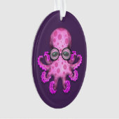 Cute roze Baby Octopus Wearing Glassen op Paars Ornament (voorkant)
