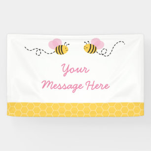 Cute roze Baby shower bijen Spandoek