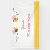 Cute roze Baby shower bijen Spandoek (Verticaal)