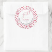 Cute roze Baby shower Het is een meisje Ronde Sticker (Tas)