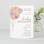 Cute roze Baby shower met islamitische ballonnen Kaart (Staand voorkant)