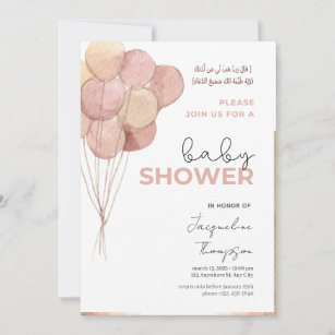 Cute roze Baby shower met islamitische ballonnen Kaart