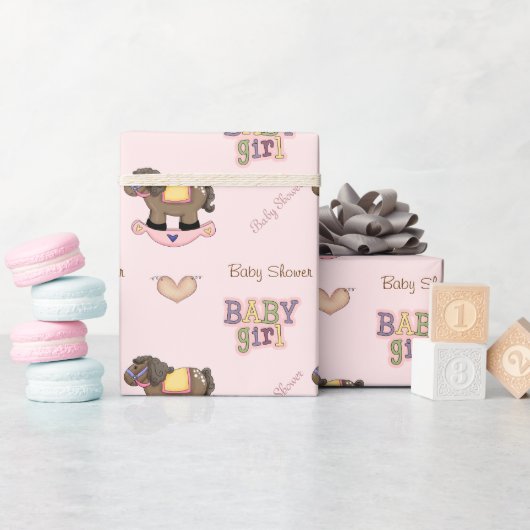 Cute Roze Baby shower Wrapping Paper Cadeaupapier (Baby Shower)