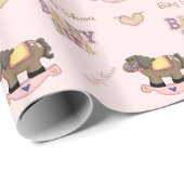 Cute Roze Baby shower Wrapping Paper Cadeaupapier (Rol Hoek)